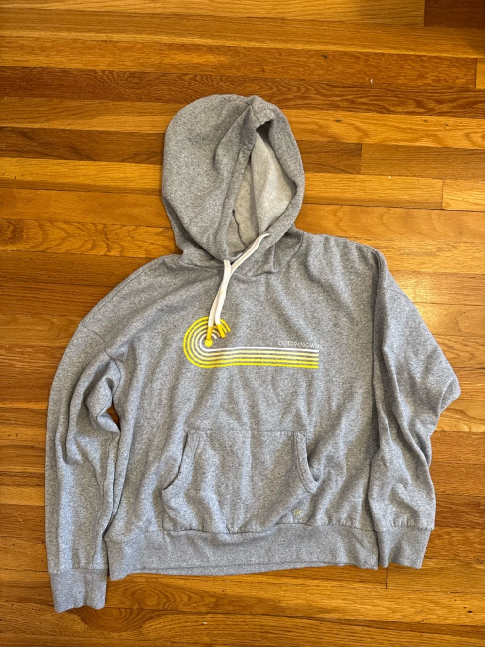 Womens Outerknown Pullover Hoodie with Yellow Graphic - Size M